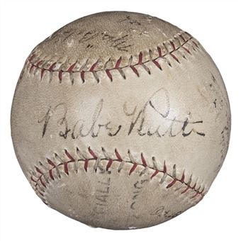 Babe Ruth & Lou Gehrig Multi Signed Baseball (JSA)